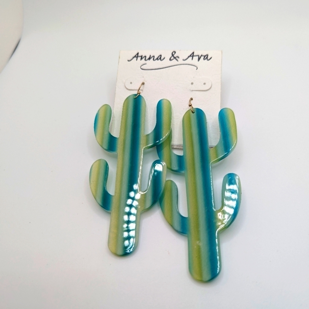 Large Cactus earrings acrylic
